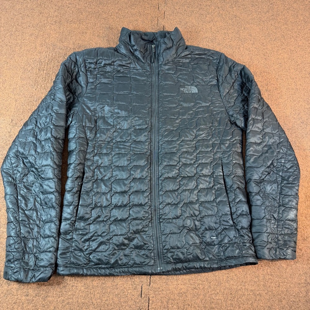 The North Face Thermoball Full Zip Quilted Puffer Jacket Mens Medium Black C-